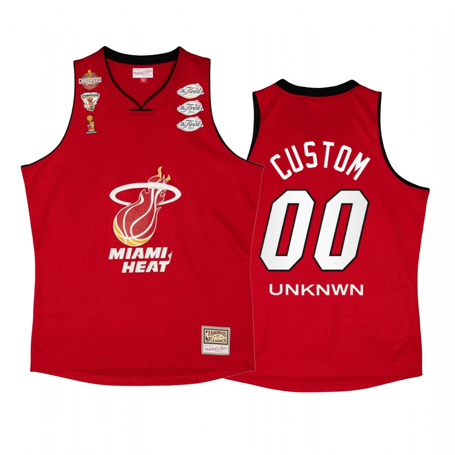Custom #00 Miami Heat My Towns Unknwu Red Finals Champs Jersey