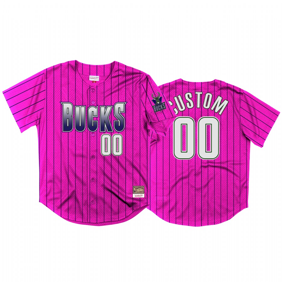 Custom #00 Milwaukee Bucks Neon World Baseball Jersey Purple