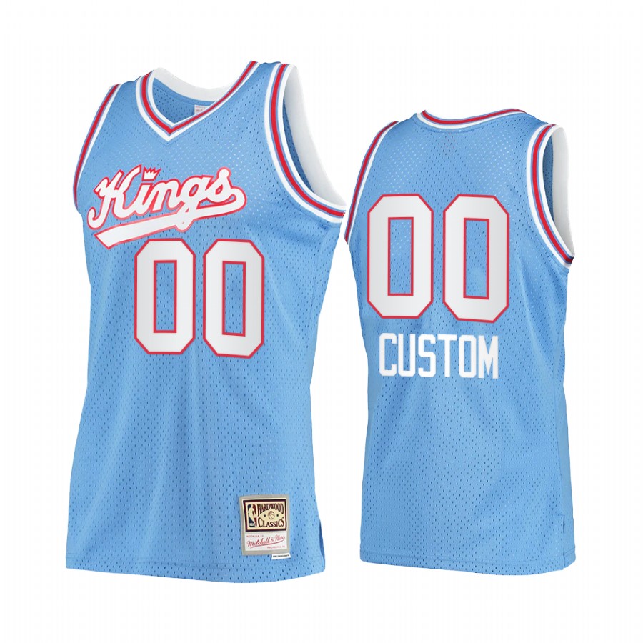 Custom #00 Sacramento Kings Blue Hardwood Classics Jersey
