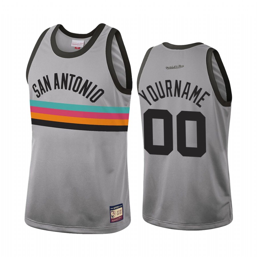 Custom #00 San Antonio Spurs Silver Hardwood Classics Jersey