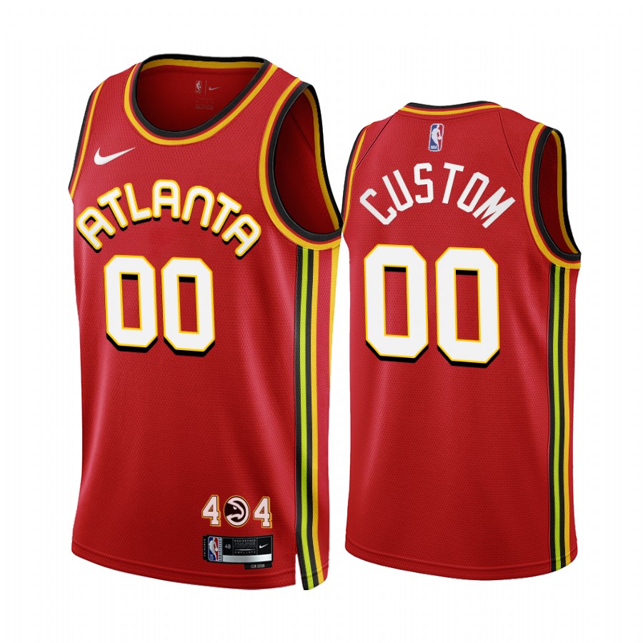 Custom Atlanta Hawks Red #00 Icon Edition Jersey