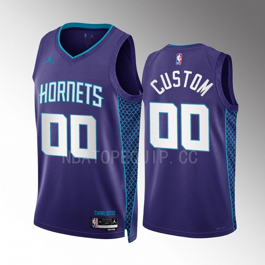 Custom Charlotte Hornets Purple #00 Statement Edition Jersey Swingman