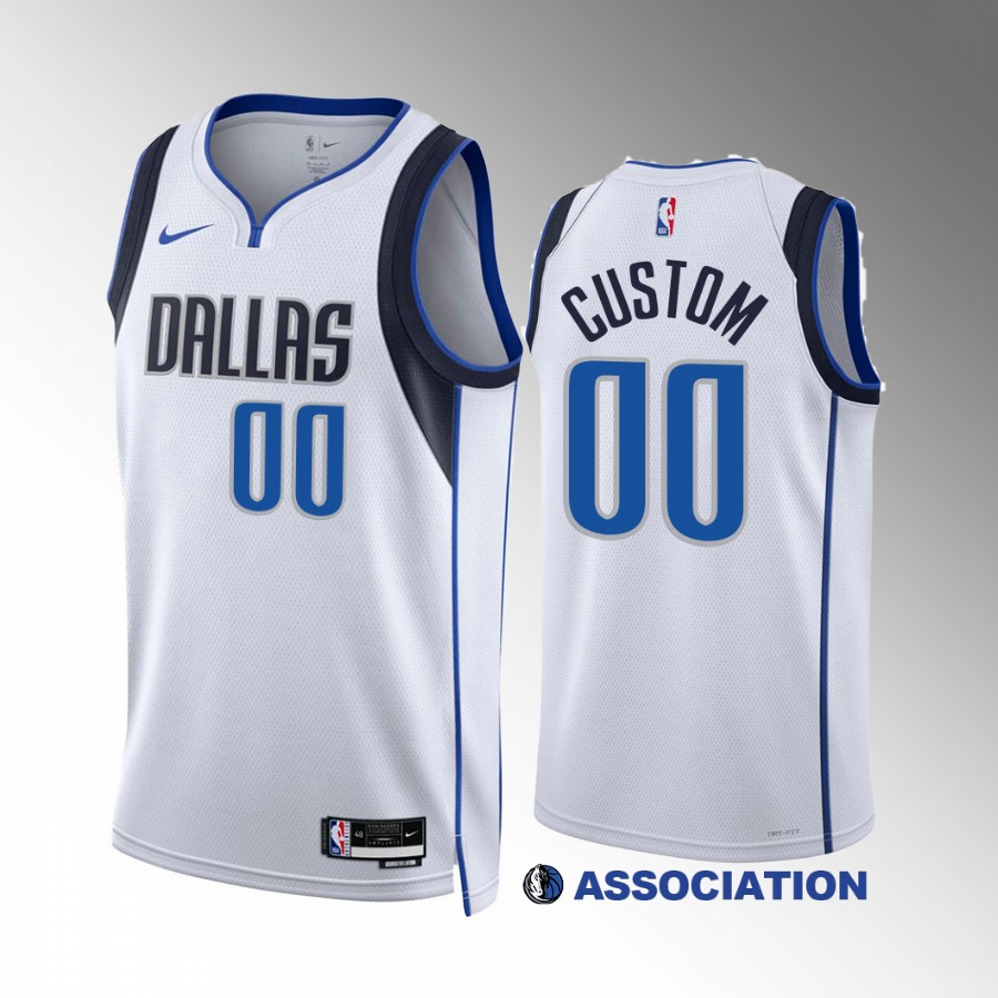 Custom Dallas Mavericks White #00 Association Edition Jersey Swingman