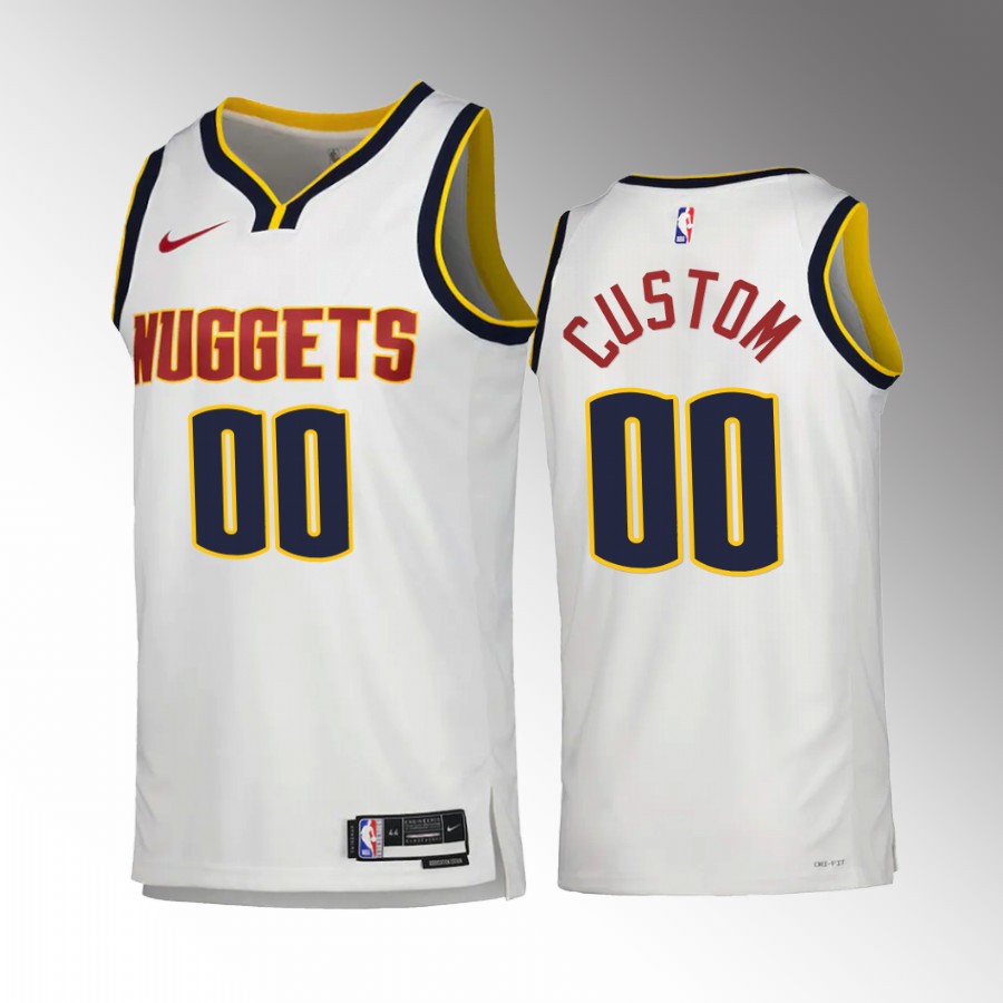 Custom Denver Nuggets White #00 Association Edition Jersey Swingman