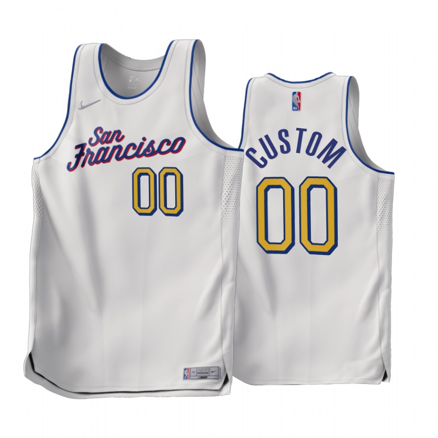 Custom Golden State Warriors White #00 Earned Edition Jersey