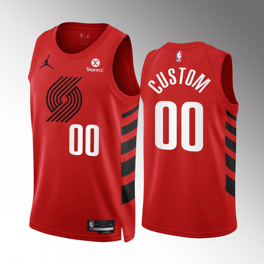 Custom Portland Trail Blazers Red #00 Statement Edition Jersey Swingman