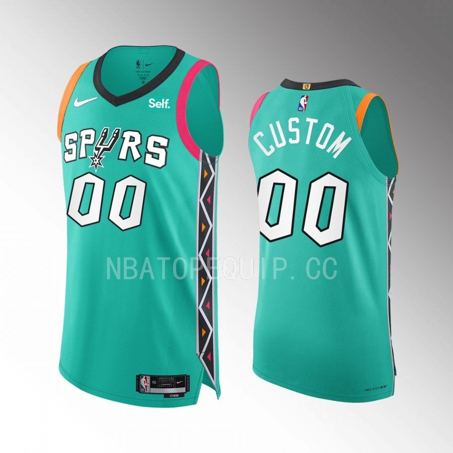 custom San Antonio Spurs #00 City Edition Jersey Teal