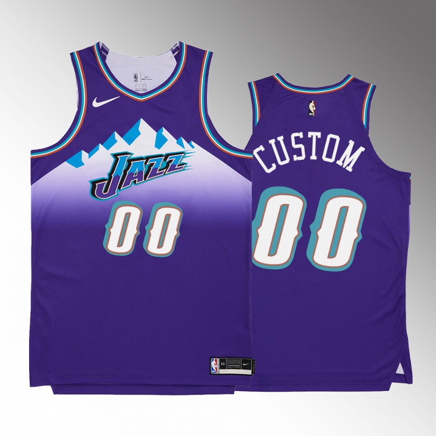 Custom Utah Jazz Purple #00 Hardwood Classics Jersey HWC 90s