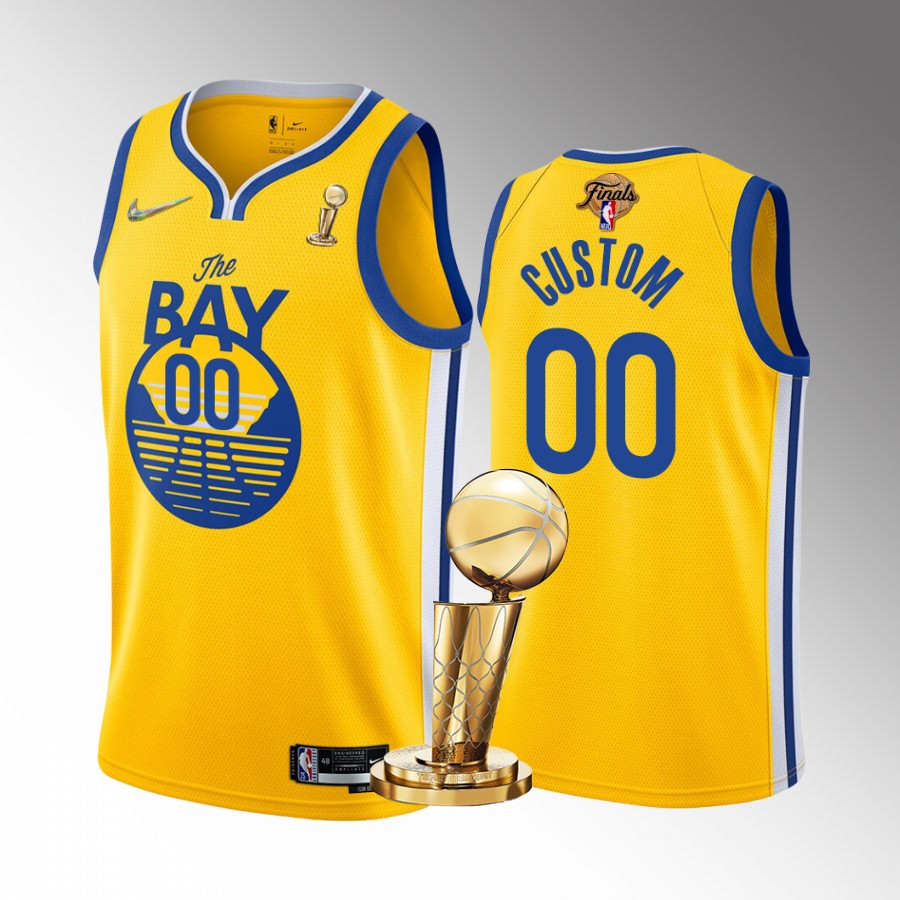 Custom Finals Champions Golden State Warriors Gold #00 Jersey Statement