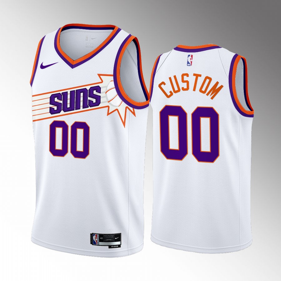 Custom Phoenix Suns White #00 Association Edition Jersey Swingman