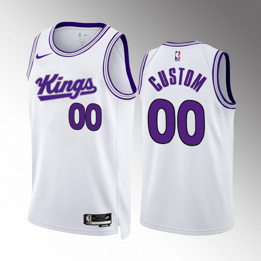 Custom Sacramento Kings White #00 Association Edition Jersey Swingman