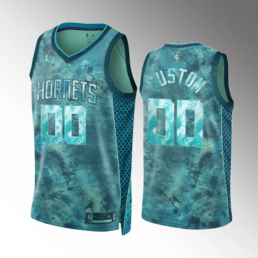 Custom Select Series Charlotte Hornets #00 Teal Jersey Camo
