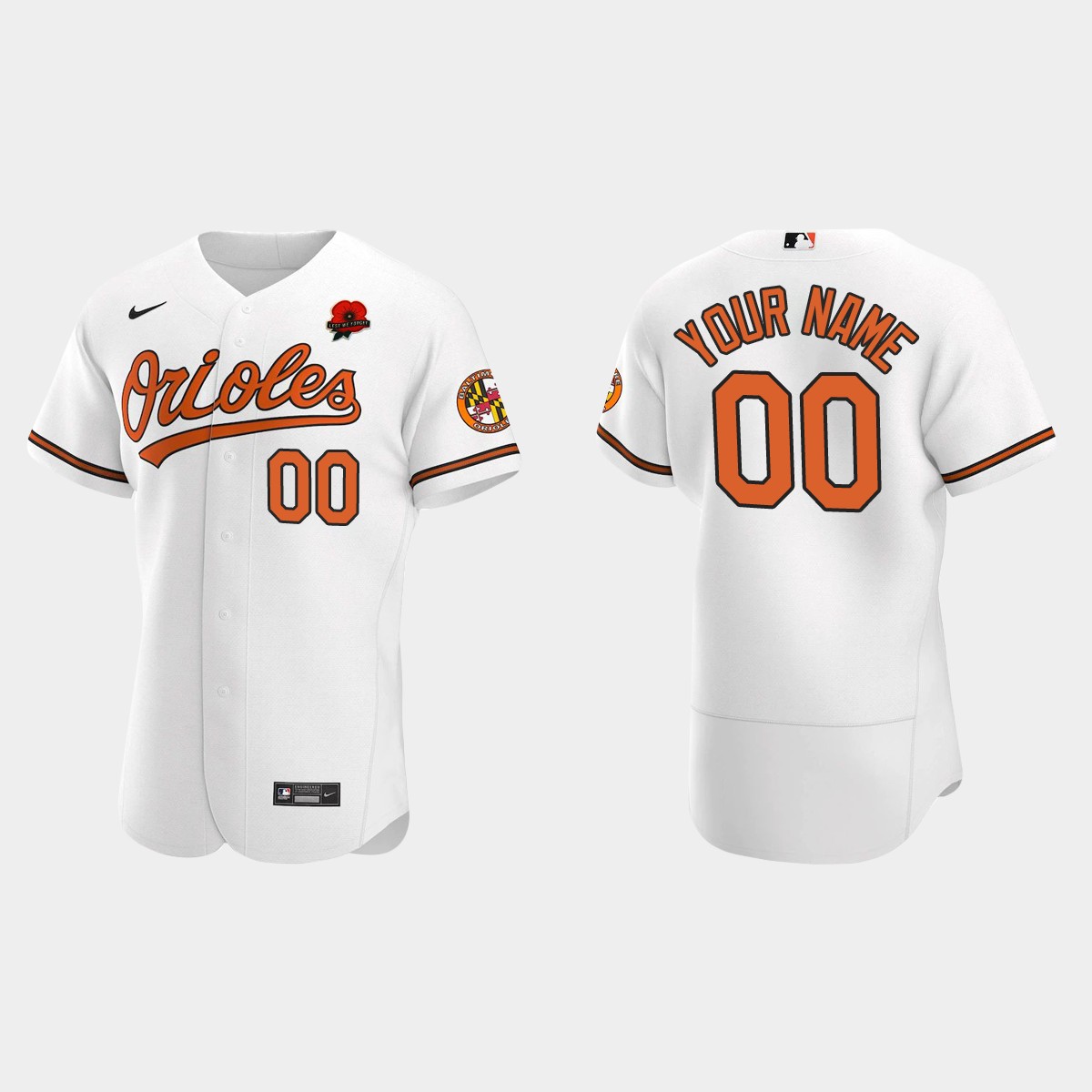 Custom Baltimore Orioles Memorial Day Jersey - White
