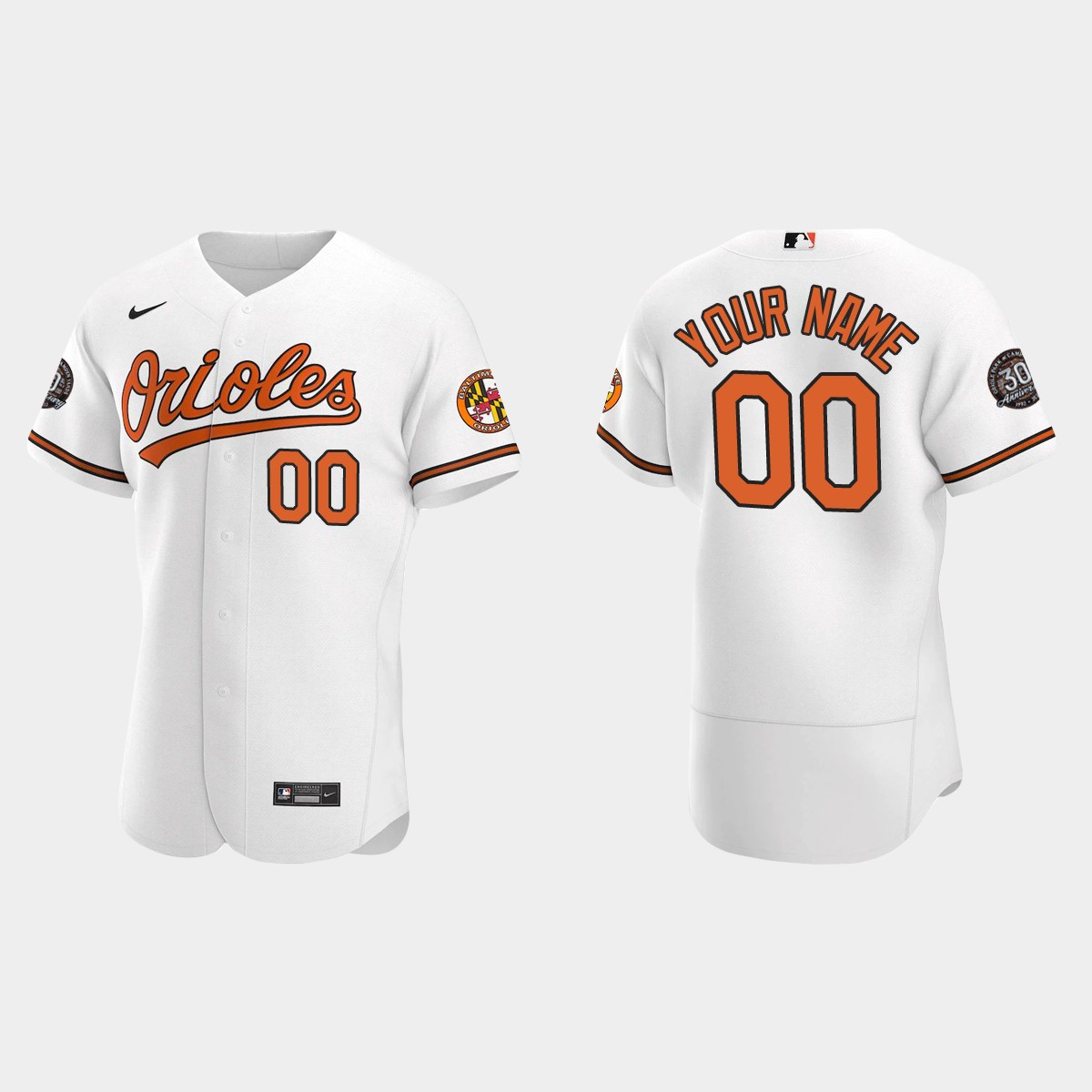 Custom Baltimore Orioles 30th Anniversary Jersey - White