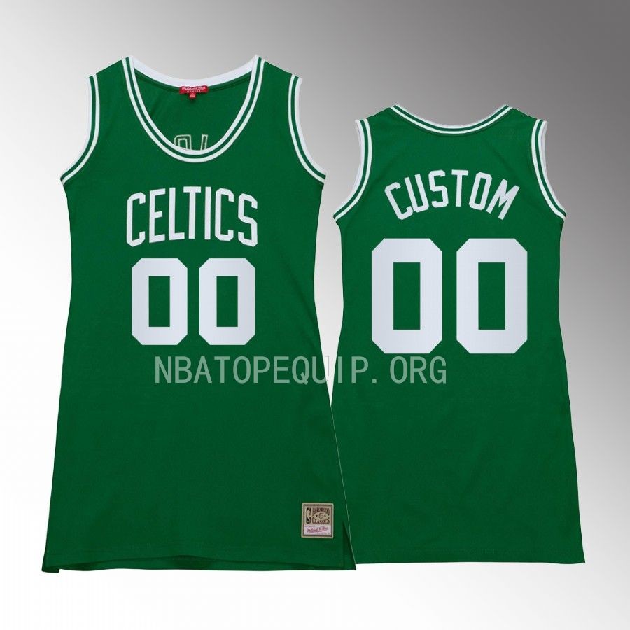 Custom Boston Celtics #00 Hardwood Classics Jersey Green Women