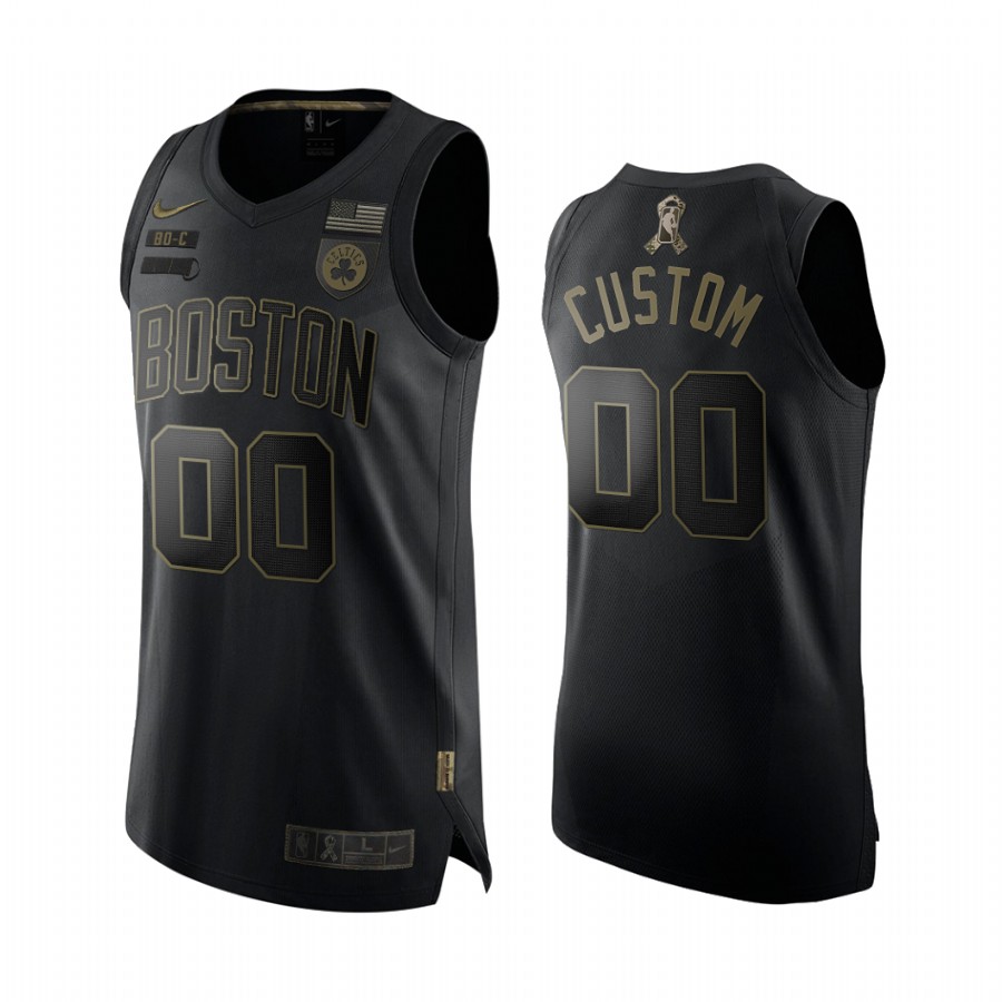 Custom Boston Celtics Salute To Service Black Jersey