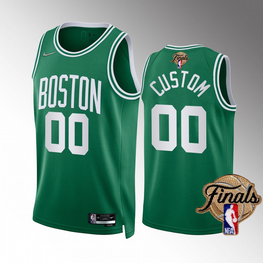 Custom Boston Celtics Finals Jersey Green #00 Icon vs Dub