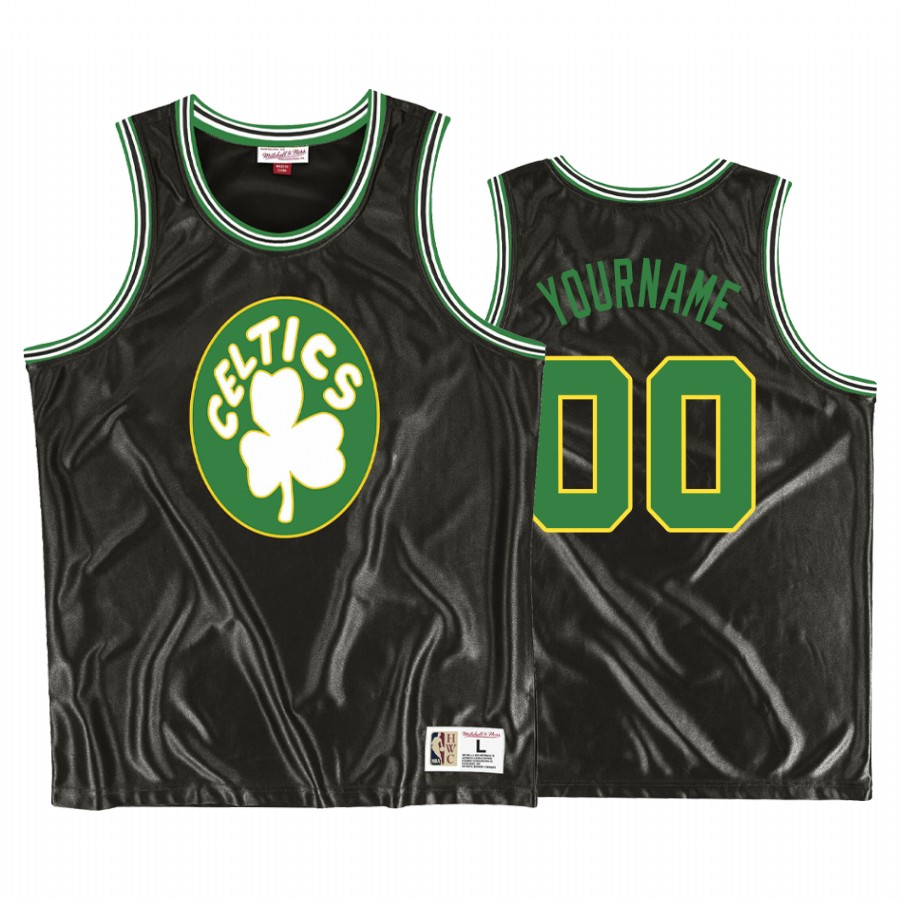Custom Boston Celtics Black Dazzle HWC Tank Jerseys