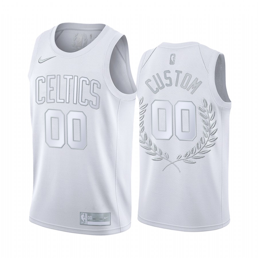 Custom Boston Celtics White Platinum Edition #00 Jersey