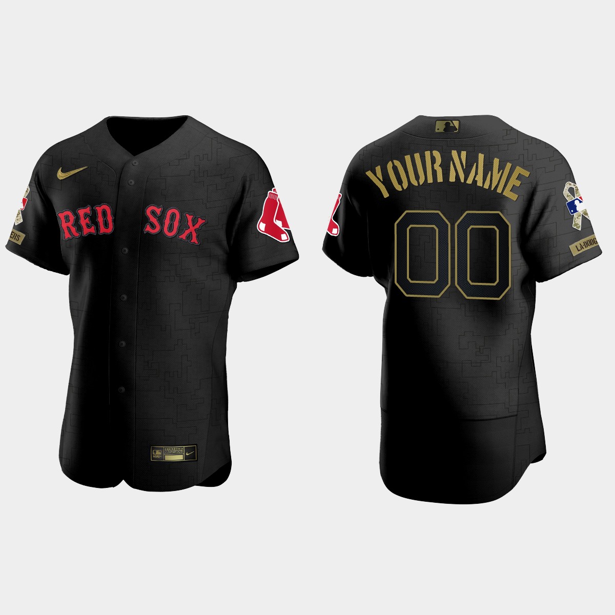 Custom Boston Red Sox Salute to Service Jersey - All Black