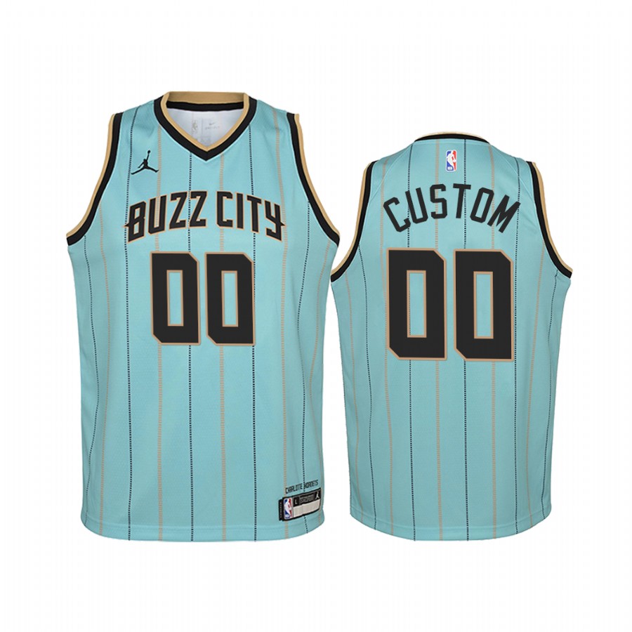 Custom Charlotte Hornets Buzz City Youth Jersey - Mint Green