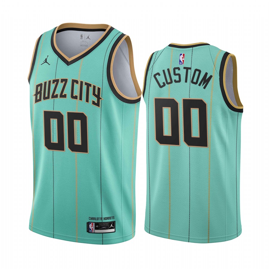 Custom Charlotte Hornets Mint Green Buzz City Jersey
