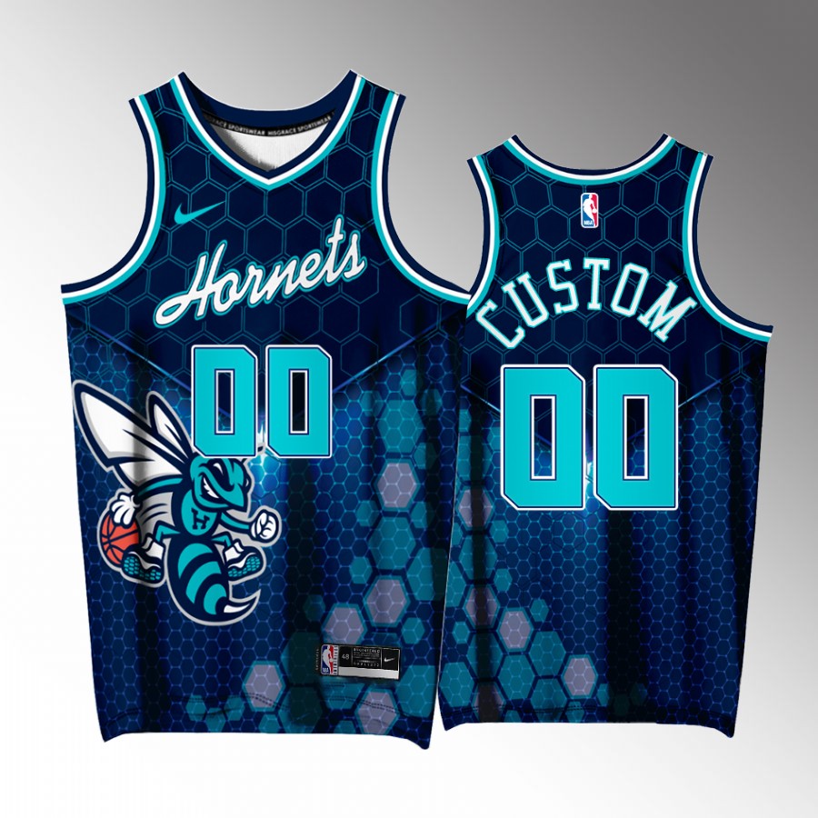 Custom Charlotte Hornets Blue #00 Jersey Buzz City Special Edition