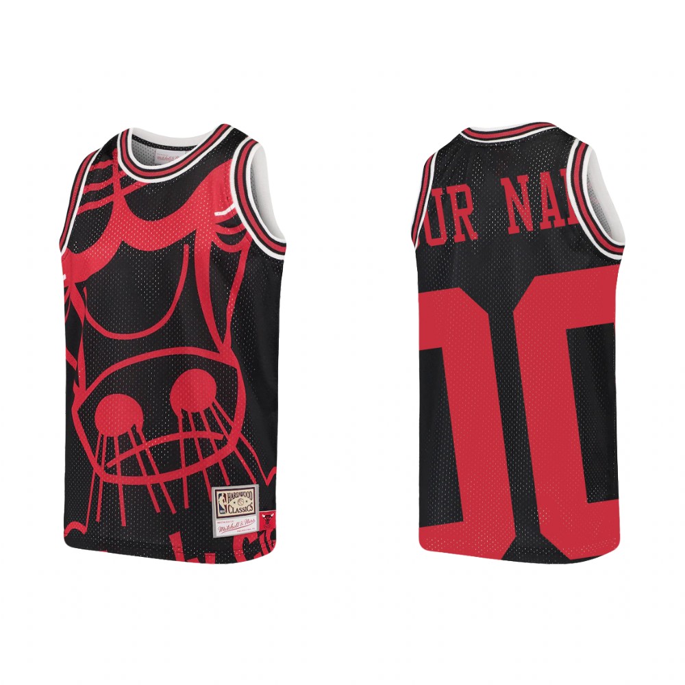 Custom Chicago Bulls Big Face Youth Jersey - Black