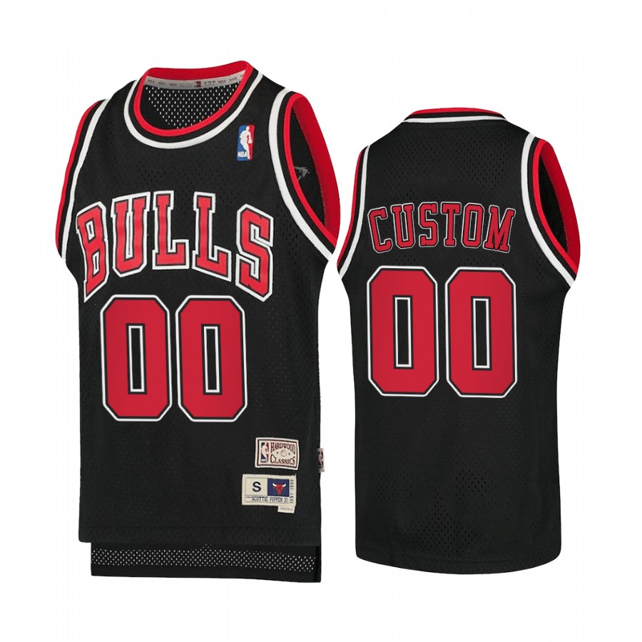 Custom Chicago Bulls Hardwood Classics youth Jersey - Black