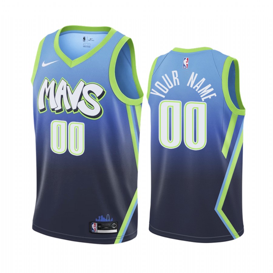 Custom Dallas Mavericks City Edition Blue Jersey