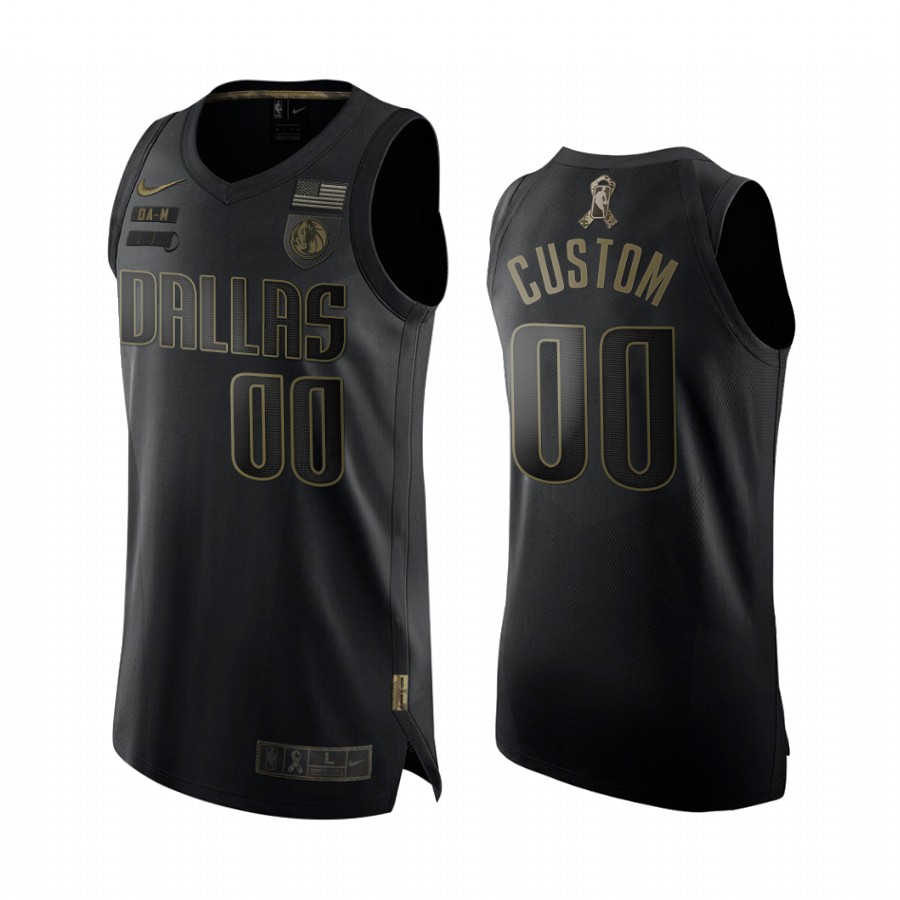 Custom Dallas Mavericks Salute To Service Black Jersey