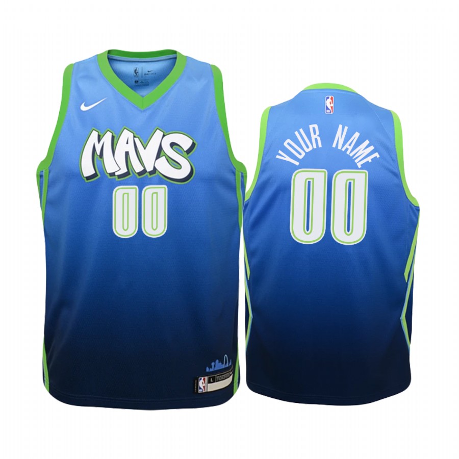 Custom Dallas Mavericks Blue City Jersey - Youth