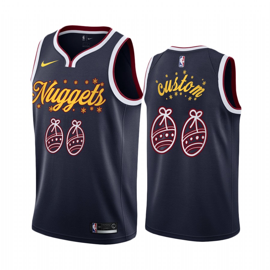 Custom Denver Nuggets Christmas Night Navy Jersey Festive Special Edition
