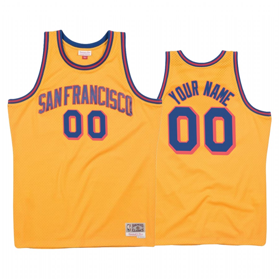Custom Golden State Warriors 1962-63 Gold Hardwood Classics #00 Jersey
