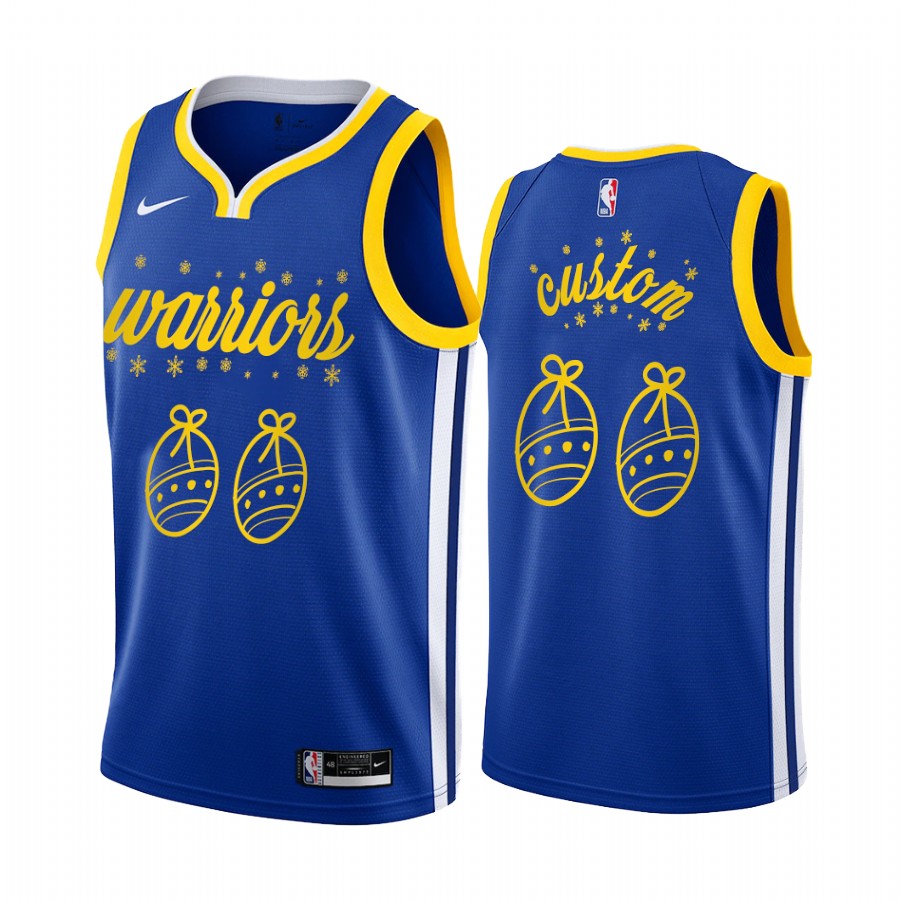 Custom Golden State Warriors Christmas Night Royal Jersey Festive Special Edition