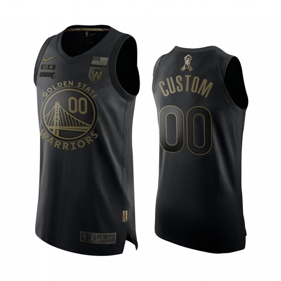 Custom Golden State Warriors Salute To Service Black Jersey
