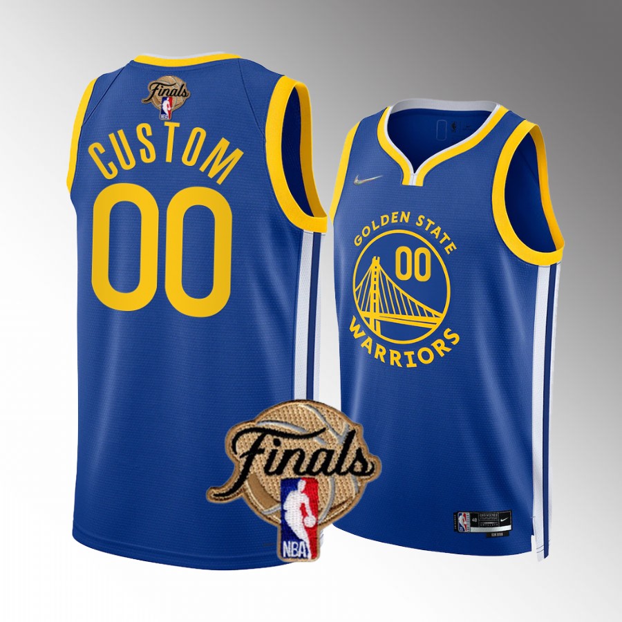 Custom Golden State Warriors Finals Jersey Royal #00 Diamond Badge Dub