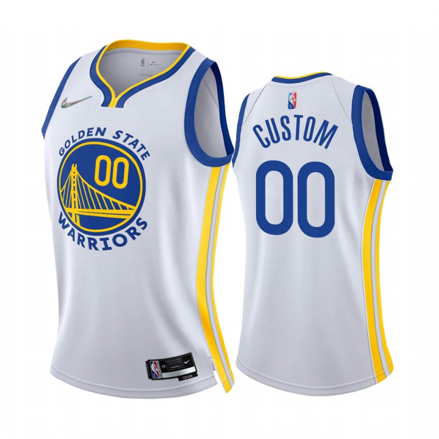 Custom Golden State Warriors White Association Edition Women Jersey 75th Diamond Badge