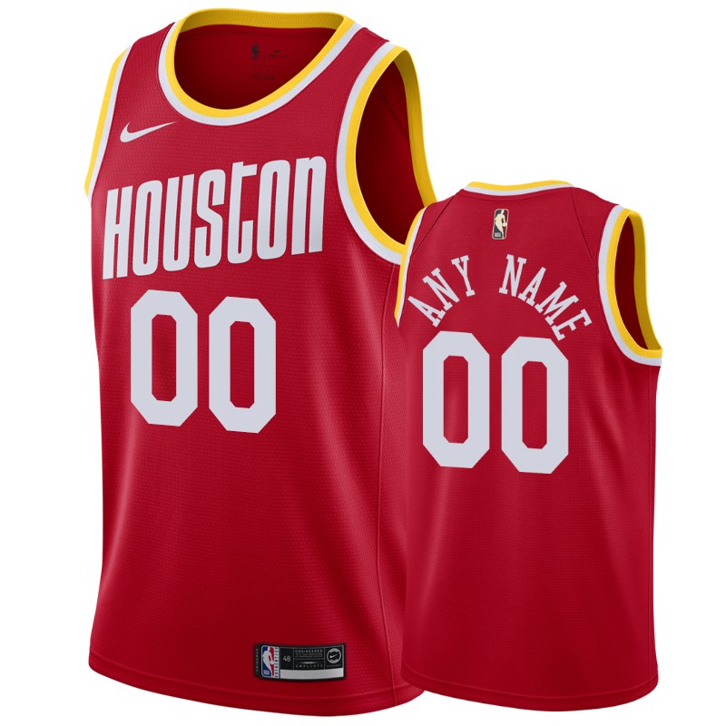 Custom Houston Rockets #00 Hardwood Classics Men's Jersey - Red