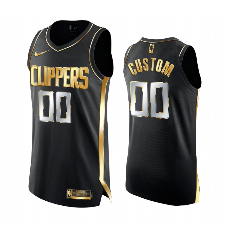 Custom LA Clippers Black Golden Edition Jersey Limited