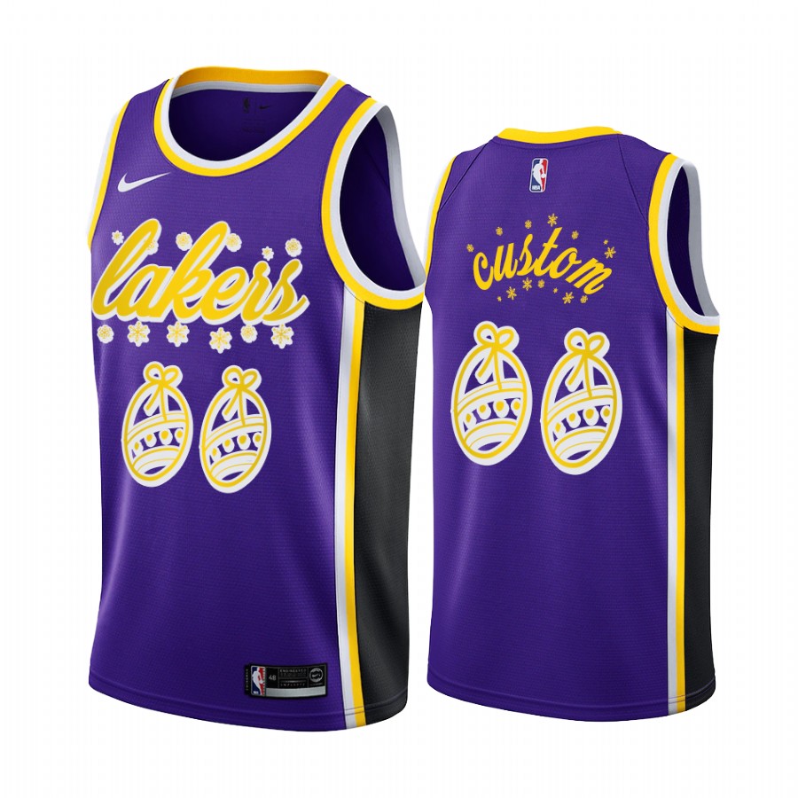 Custom Los Angeles Lakers Christmas Night Purple Jersey Festive Special Edition