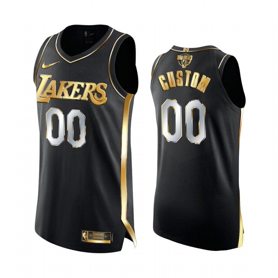 Custom Los Angeles Lakers Finals Black Jersey Golden Limited Edition