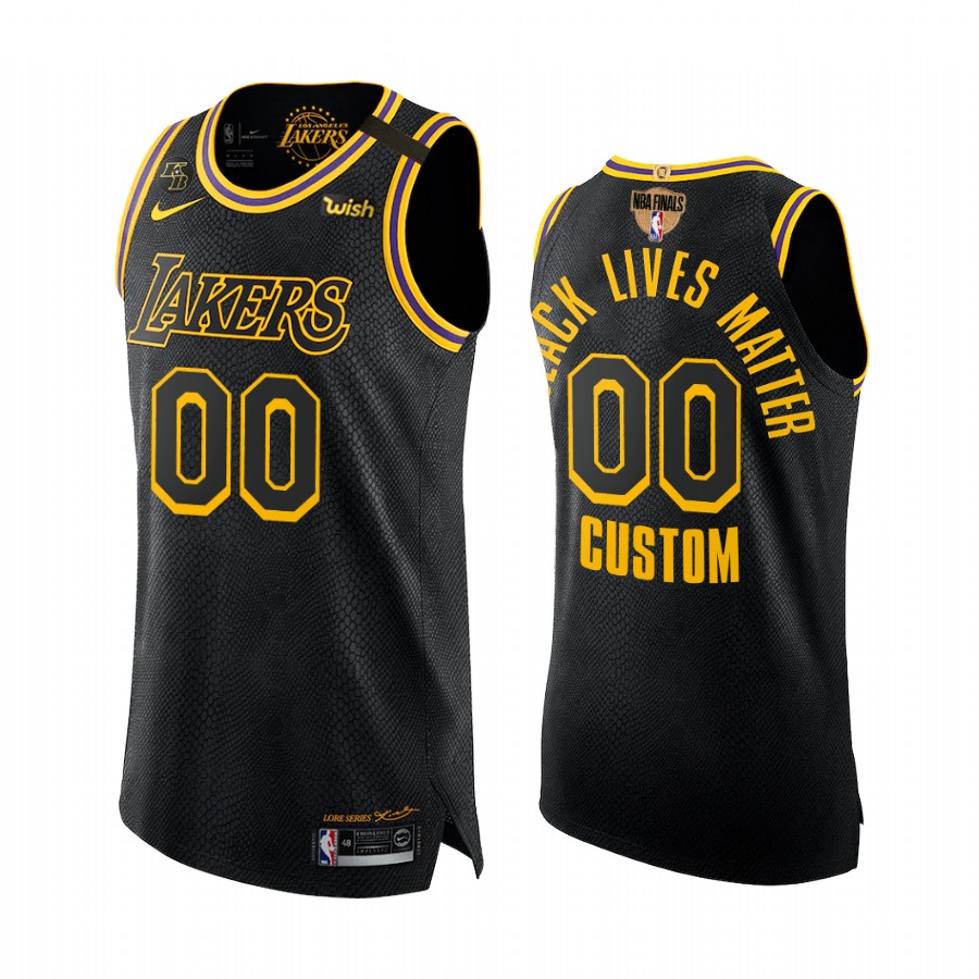 Custom Los Angeles Lakers Finals Mamba Black Jersey black lives matter