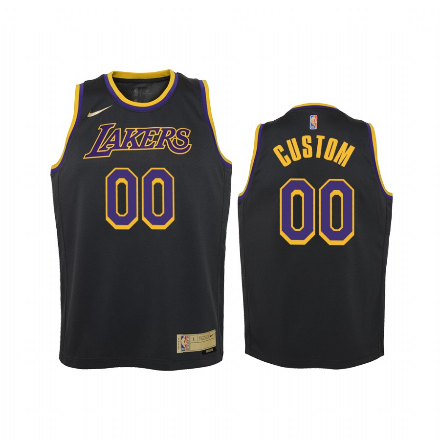 Custom Los Angeles Lakers Earned Edition Black Youth Jersey - Swingman