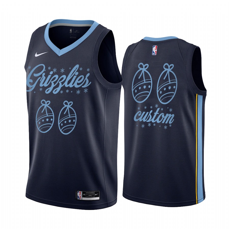 Custom Memphis Grizzlies Christmas Night Navy Jersey Festive Special Edition