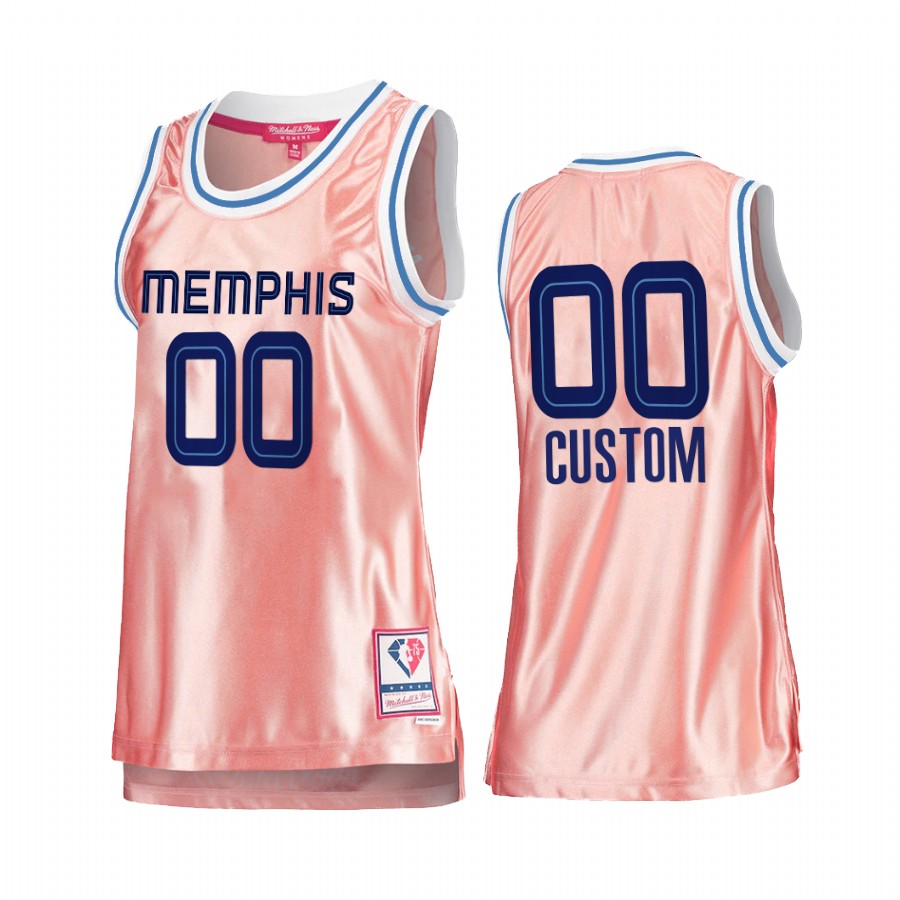 custom Memphis Grizzlies Rose Gold Jersey #00 Pink 75th Anniversary Women's Tank