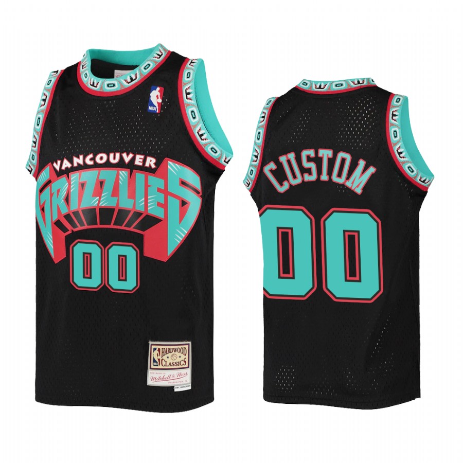 Custom Memphis Grizzlies Youth Black Reload Jersey Throwback