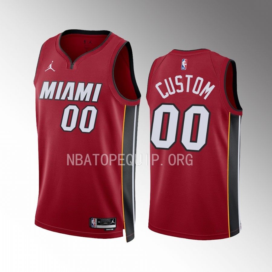 Custom Miami Heat #00 Red Jersey Statement Edition Swingman