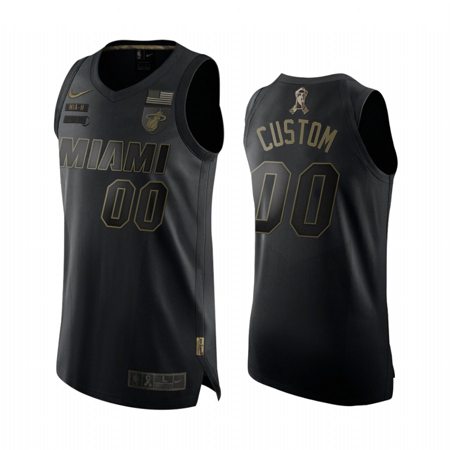 Custom Miami Heat Salute To Service Black Limited Jersey