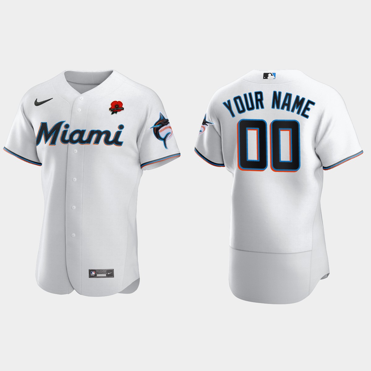 Custom Miami Marlins Memorial Day Jersey - White